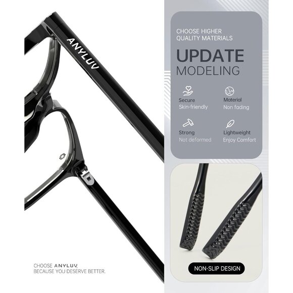 Unisex Black Eyewear Look Clear Frame Blue Tinted Lens Anti Eyestrain Sunglasses - Picture 3 of 6